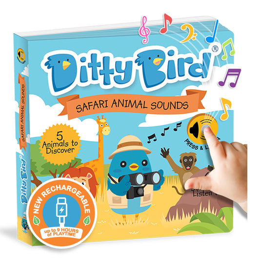 Book cover of Ditty Bird Safari Animal Sounds Board Book