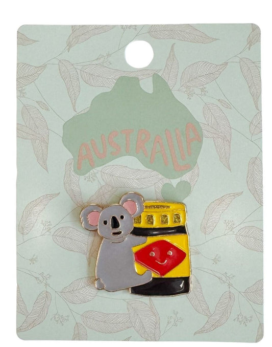 Urban Products Oz Icons Memento Pin yellow enamel metal pin featuring Australian icon design, approx 3 cm in size.