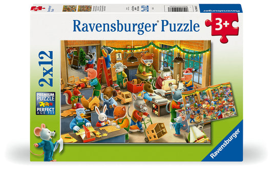 Ravensburger 2x12pc Jigsaw Puzzle Christmas Toy Factory