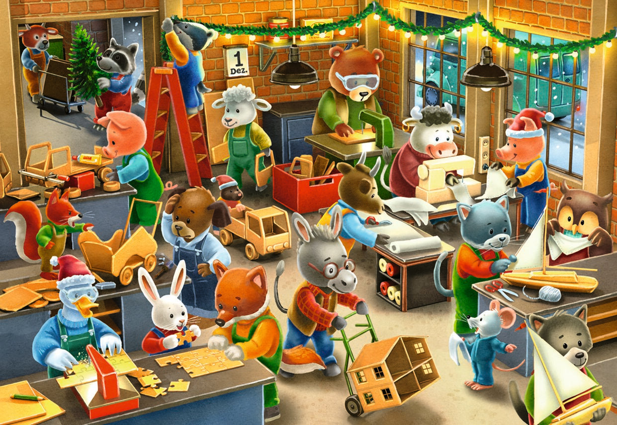 Ravensburger 2x12pc Jigsaw Puzzle Christmas Toy Factory