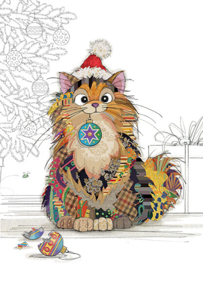 Bug Art Cat Baubles Christmas card