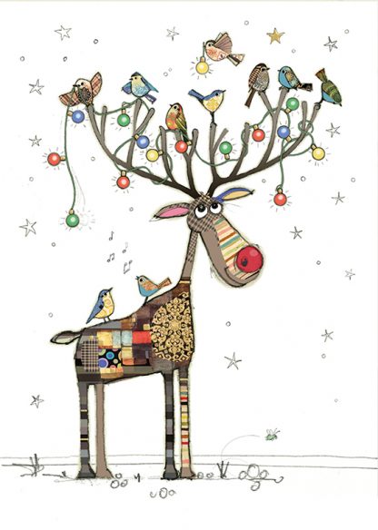 Bug Art Rudolph Perch Christmas card