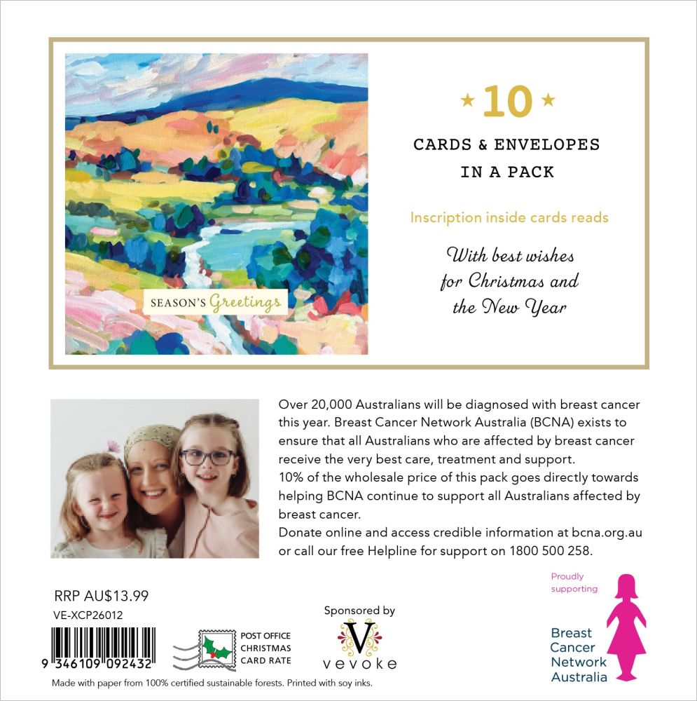 Charity Christmas Card 2026 10pk BCNA Australian Christmas Landscape