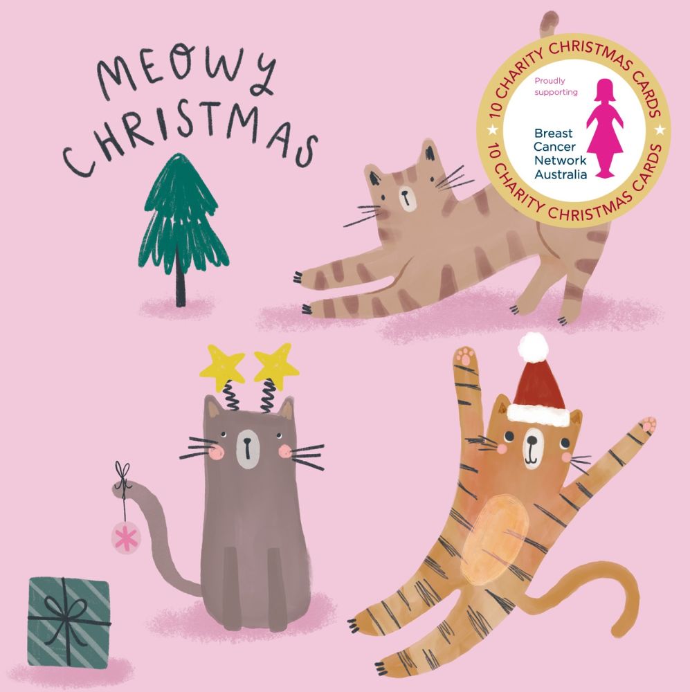 Charity Christmas Card 2026 10pk BCNA Meowry Christmas