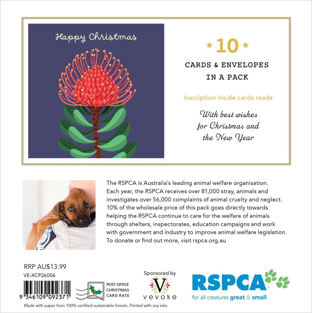Charity Christmas Card 2026 10pk RSPCA Christmas Flowers