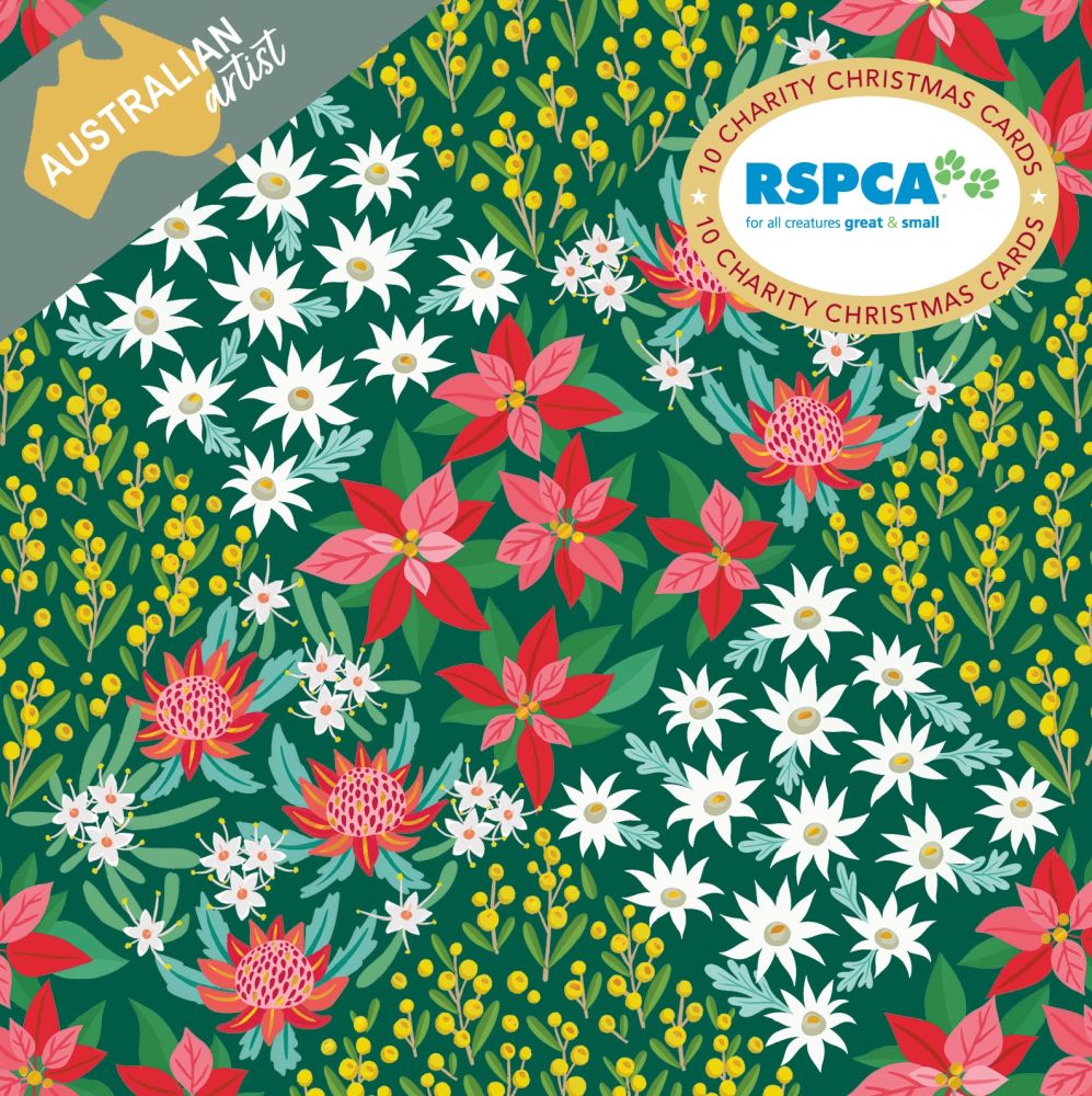 Charity Christmas Card 2026 10pk RSPCA Patchwork Flowers