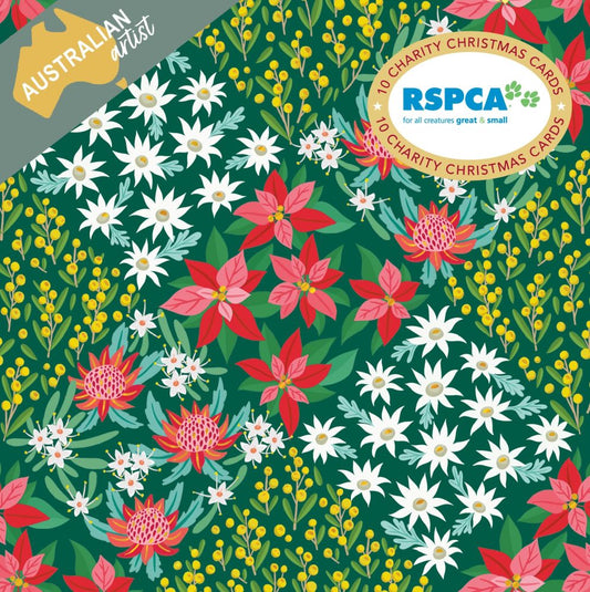 Charity Christmas Card 2026 10pk RSPCA Patchwork Flowers