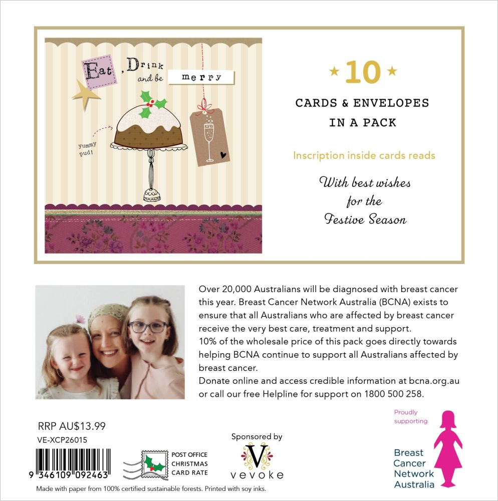 Charity Christmas Card 2026 BCNA Eat Drink and be Merry