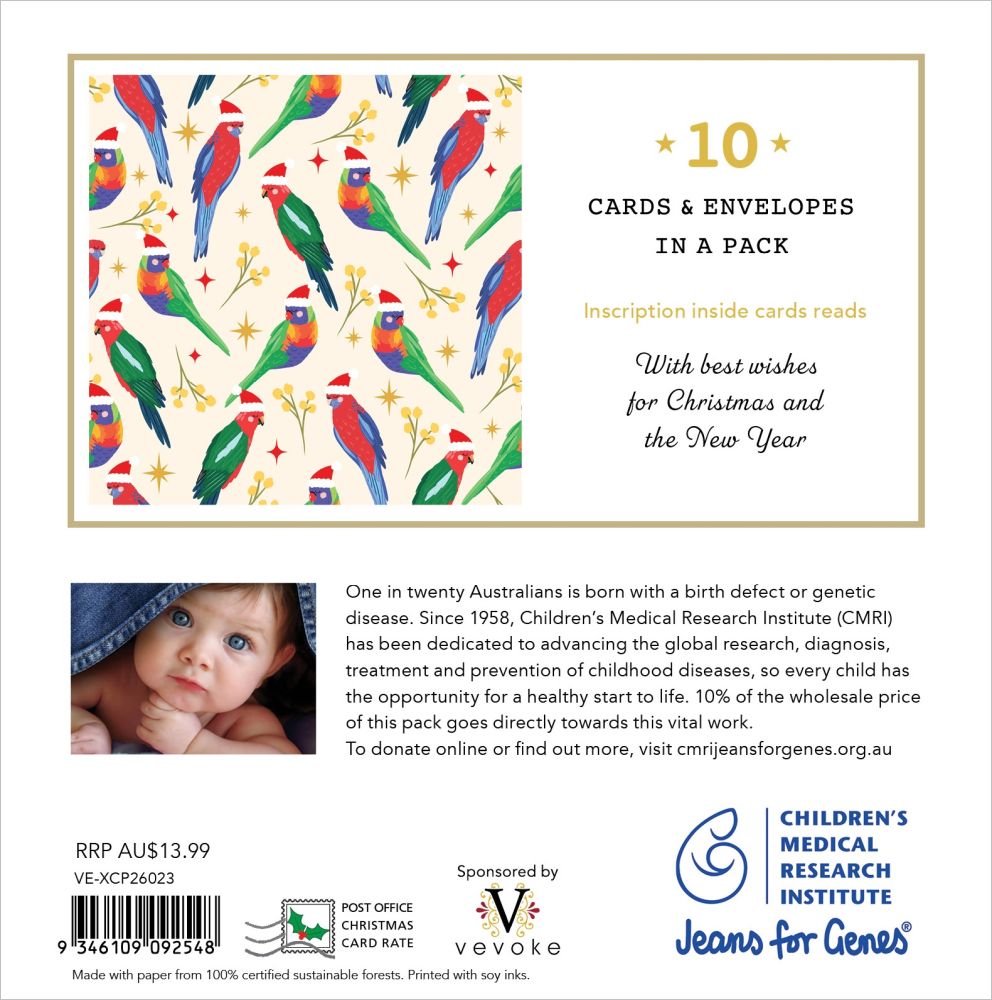 Charity Christmas Card 2026 CMRI Rosella Santas