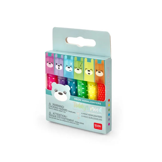 Legami Teddy's Mood Mini Highlighters Set Of 6