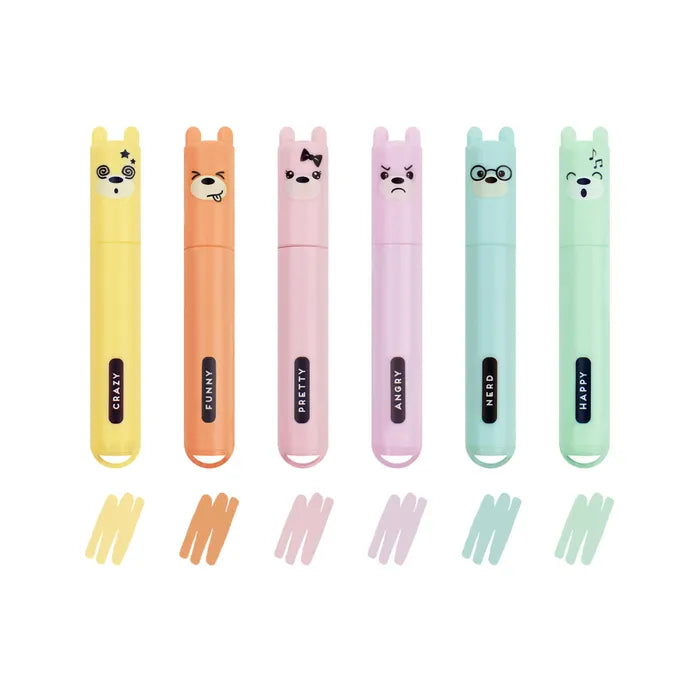 Legami Teddy's Style Mini Pastel Highlighters Set Of 6