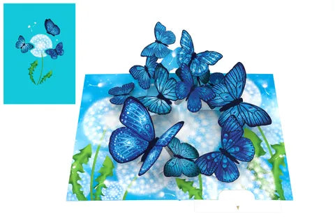 Origamo Pop Up Greeting Card Kirigami Collection  Blue Butterflies