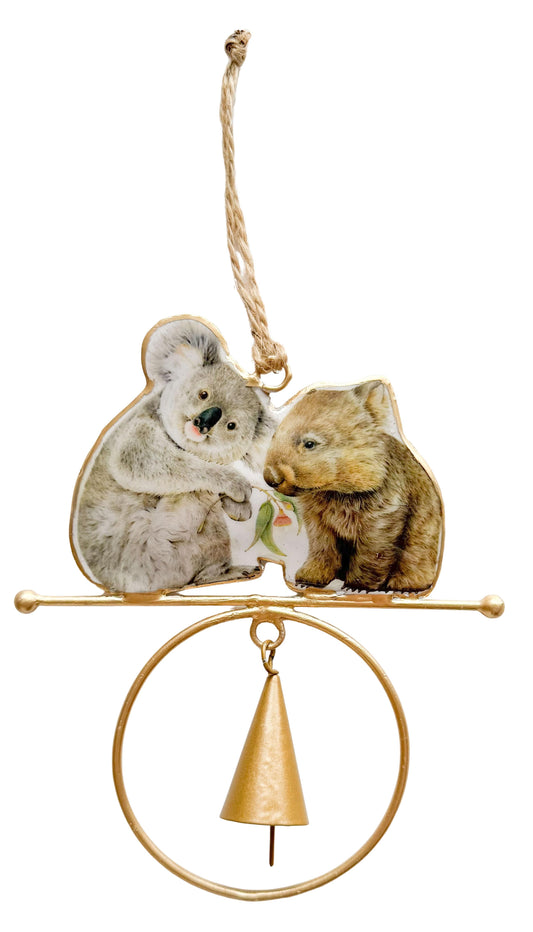 Urban Products Hanging Decoration Popcorn Blue Koala and Wombat Hanging Bell