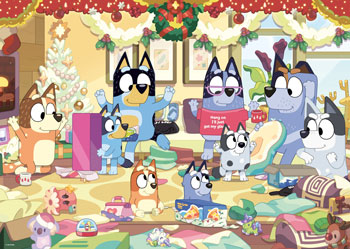 24 piece Giant Floor Puzzle featuring Bluey and her family at Christmas Poster