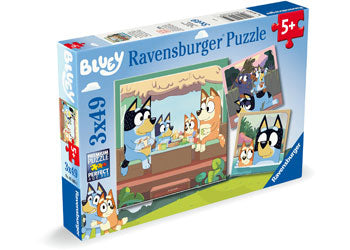Ravensburger Bluey Jigsaw Puzzle with 3 different 49piece puzzles.