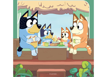 Bluey and her family on a 49piece jigsaw puzzle