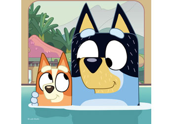 Bandit and Bingo on a 49piece jigsaw puzzle from Bluey