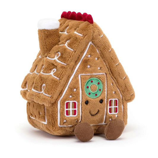 Jellycat Amuseables Gingerbread House plush – cosy Christmas-themed soft toy with sweet details, great for collectors and festive fun