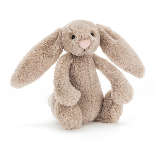 Small Bashful Beige Jellycat Bunny, with soft plush fur.