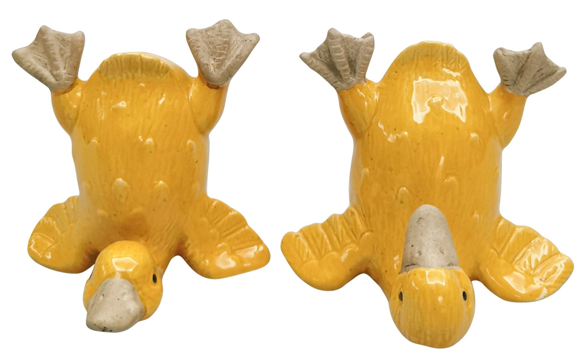 Urban Products Quirky Ducks Ornament yellow glazed ceramic pair of duck figurines approx 9 × 10 × 9 cm for home décor.