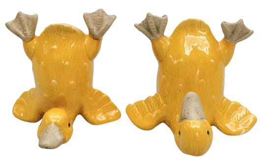 Urban Products Quirky Ducks Ornament yellow glazed ceramic pair of duck figurines approx 9 × 10 × 9 cm for home décor.