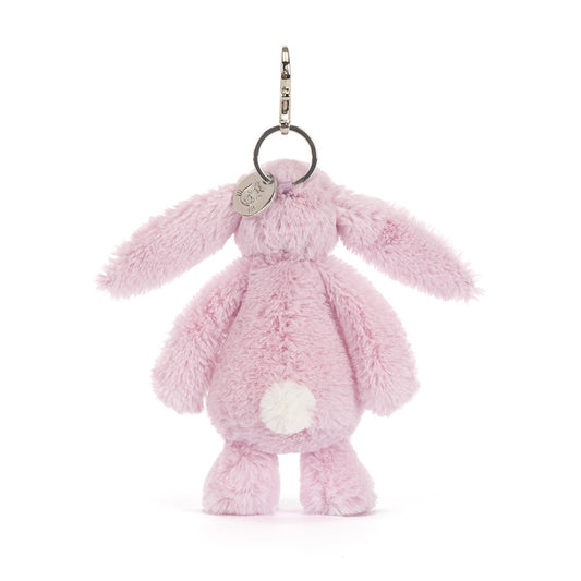 Back view of Jellycat Plush Thistlepop Blossom Bunny Bag Charm against a white background