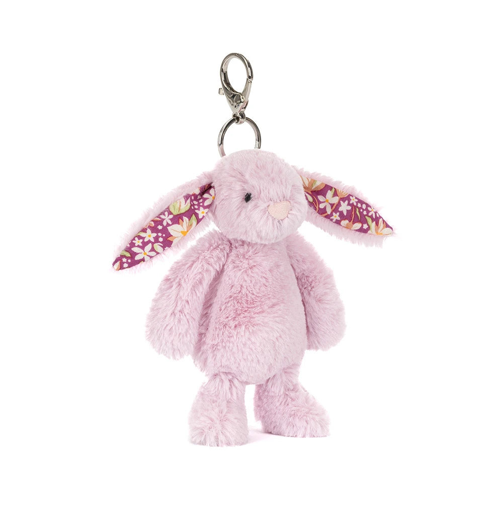 Jellycat Plush Thistlepop Blossom Bunny Bag Charm against white background.