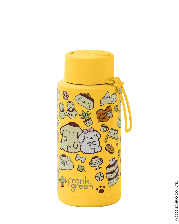 Frank Green 34oz Reusable Bottle with Flip Straw Lid Hello Kitty and Friends PomPomPurin