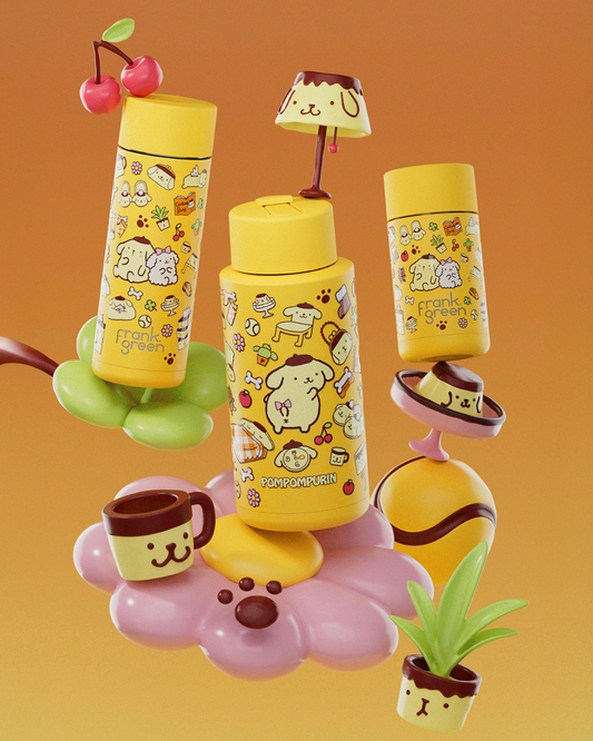 Frank Green 34oz Reusable Bottle with Flip Straw Lid Hello Kitty and Friends PomPomPurin