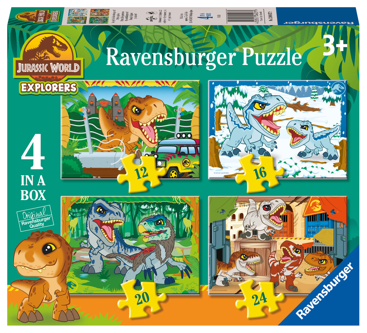 Ravensburger 12/16/20/24pc 4 in a Box Jigsaw Puzzle Jurassic Explorers Ready to Explore!