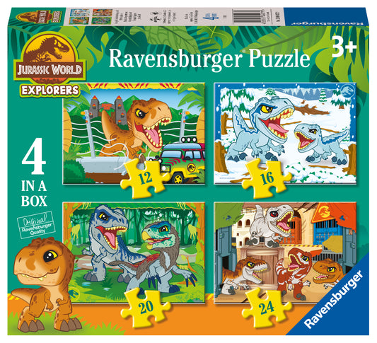 Ravensburger 12/16/20/24pc 4 in a Box Jigsaw Puzzle Jurassic Explorers Ready to Explore!