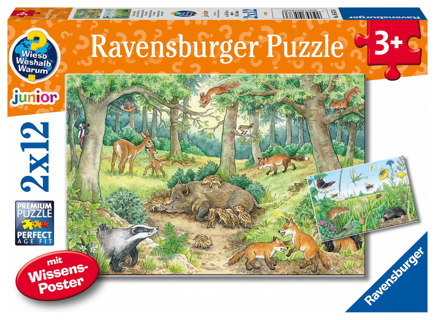 Ravensburger 2x12pc Jigsaw Puzzle Animals in Forest