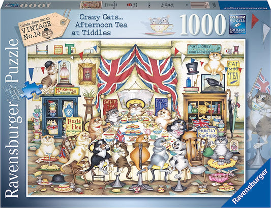 Ravensburger 1000pc Jigsaw Puzzle Crazy Cats Afternoon Tea At Tiddles