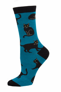 Socksmith Bamboo Ladies Socks Black Cat Blue