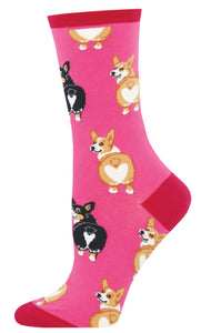 Socksmith Ladies Socks Corgie Butt Pink