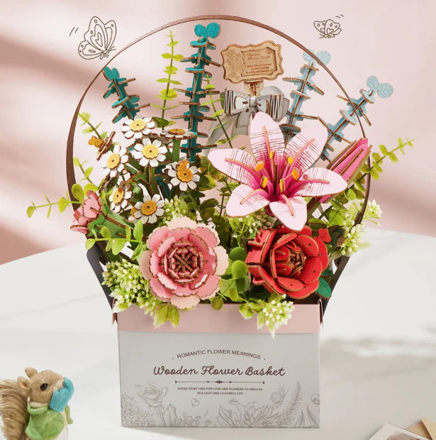 Rowood Wooden Bloom Flowers Basket