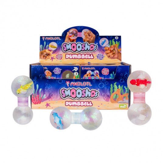Smooshos dumbbells with packaging on a white background