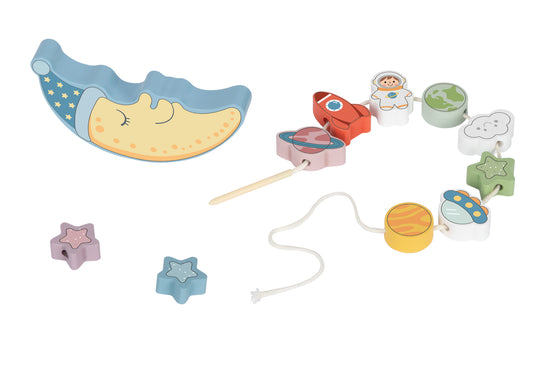 TookyToy 2 in 1 Space Balance and Lacing Set