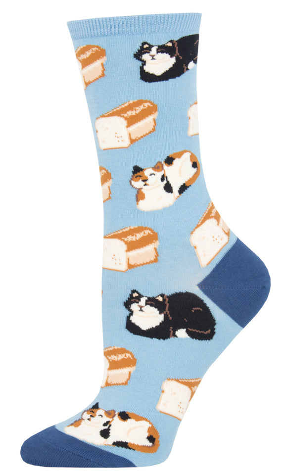 Socksmith Ladies Socks Cat Loaf Bread Blue