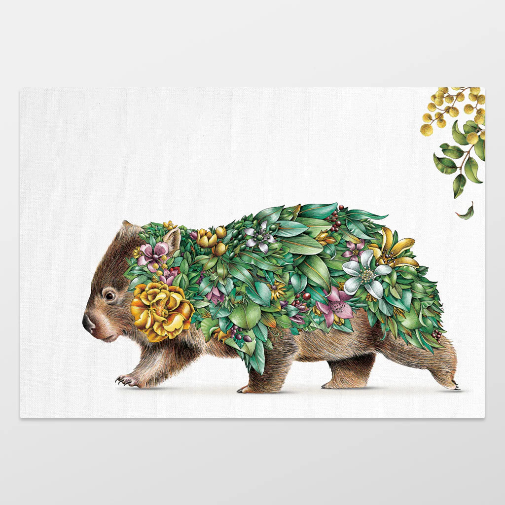 Marini Ferlazzo Organic Cotton Tea Towel Wombat Bushwalk