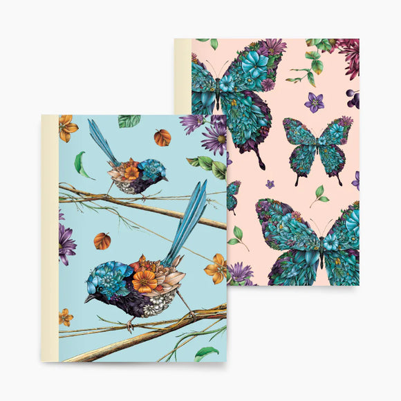 Marini Ferlazzo Pocket Notebook Set Wren and Butterfly