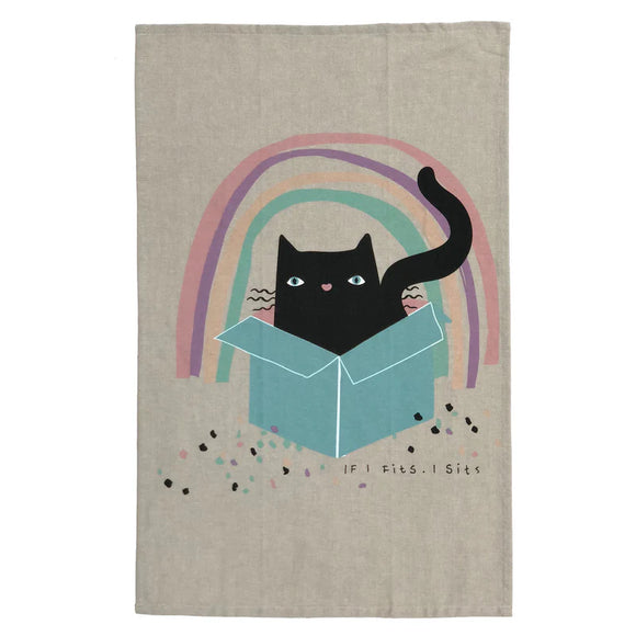 Tea Towel Cotton Cat Love Cat in Box