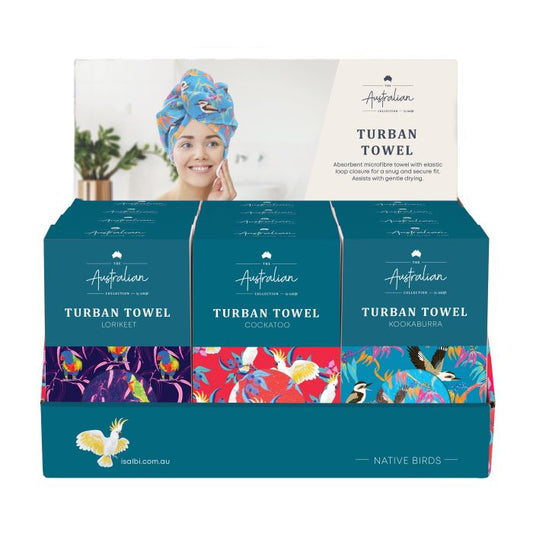 The Australian Collection Micro-fibre Turban Towel Australian Birds