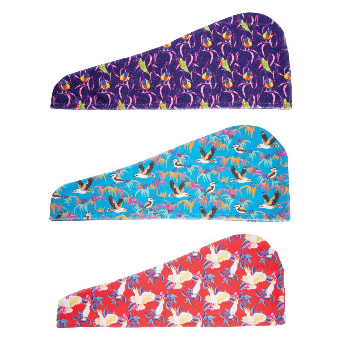 The Australian Collection Micro-fibre Turban Towel Australian Birds