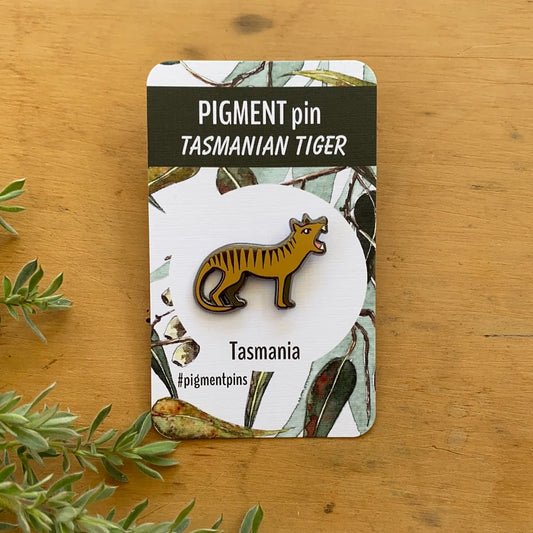 Pigment by Monica Reeve Enamel Pin Tasmanian Tiger
