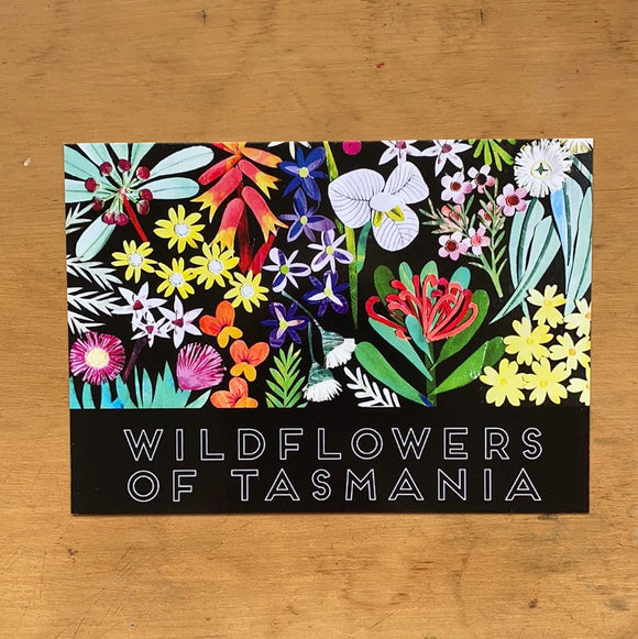 Wildflowers of Tasmania with Text Postcard by Monica Reeves
