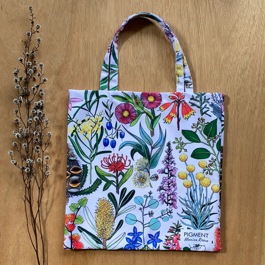 Pigment by Monica Reeve Tote Bag Tasmanian Wildflowers
