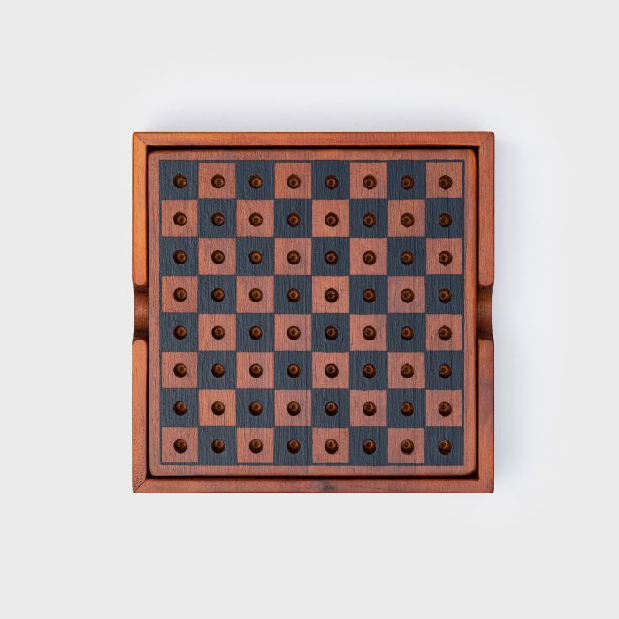 Iron & Glory Wooden Chess And Checkers Travel Size