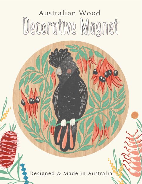 Wirihana Design Wooden Magnet Black Cockatoo