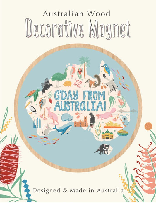 Wirihana Design G'day From Australia Wooden Magnet